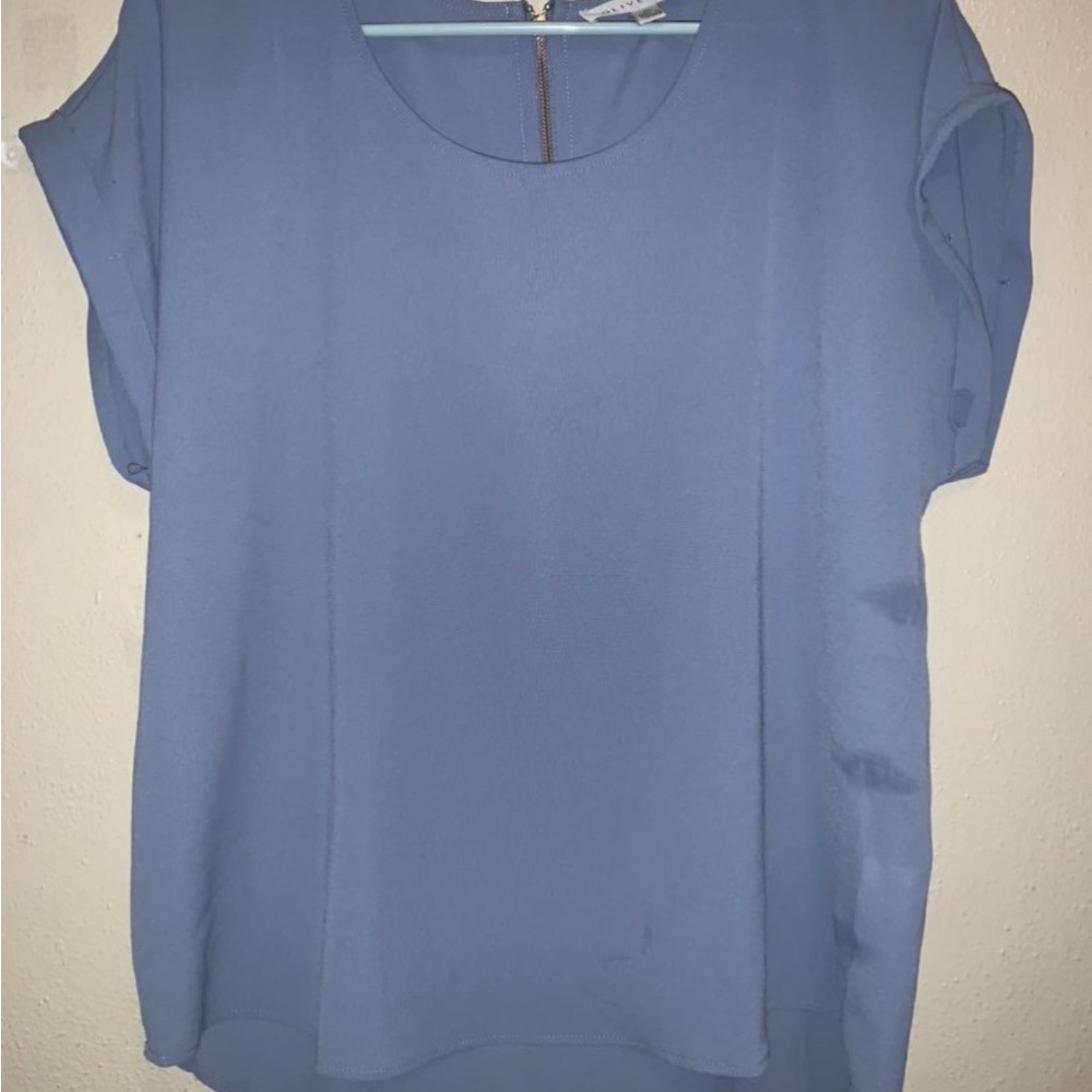 Olive & Oak Blue Cap Sleeve Boxy Blouse